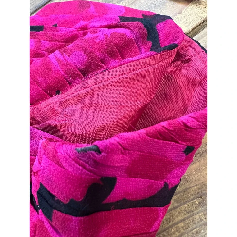 Vintage Rickie Freeman Teri Jon Silk Brocade Strapless Dress Set Fuchsia Black 6